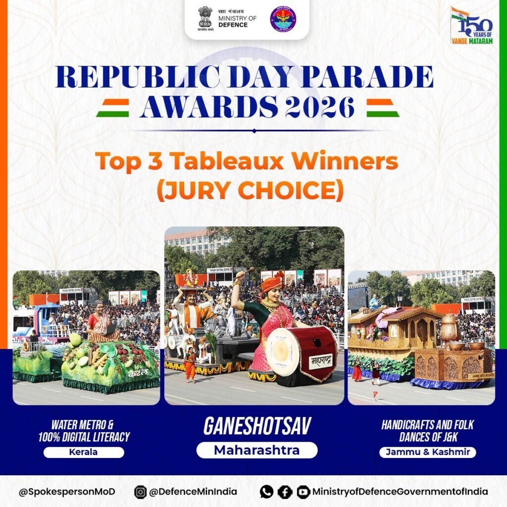 Republic Day Parade 2026 Winners: Indian Navy Wins Best Marching Contingent Award, Maharashtra Tops Tableau Competition