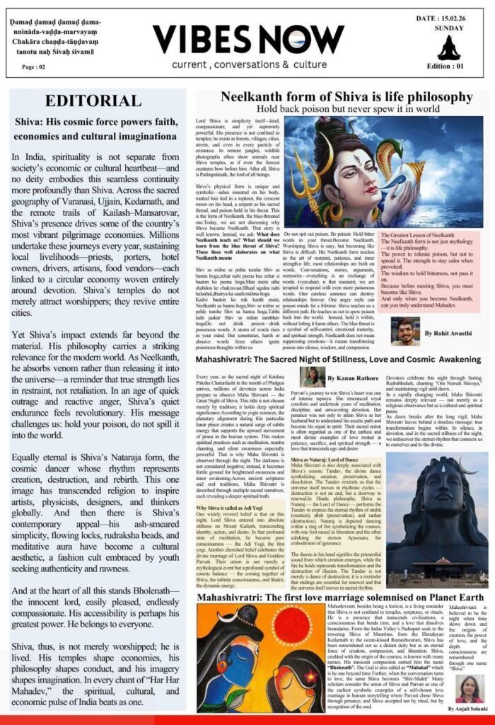 Vibes Now Will Catch Weekly Vibes. Read First Edition Here Catching Spiritual Sentiments Spread Around on Shivratri ... 2 Vibes Now Will Catch Weekly Vibes. Read First Edition Here Catching Spiritual Sentiments Spread Around on Shivratri ...