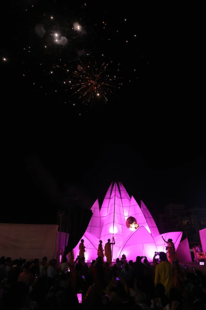 Watch Pics: Krishna and Balram Sit on Hydraulic Lotus Flower During Grand Abhishekam in Gupt Vrindavan Dham in Jaipur